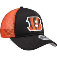 Youth New Era Black Cincinnati Bengals A-Frame 9FORTY Trucker Adjustable Hat