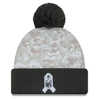 Bonnet tricoté à revers et pompon Cincinnati Bengals 2024 Salute To Service New Era blanc/graphite pour jeune