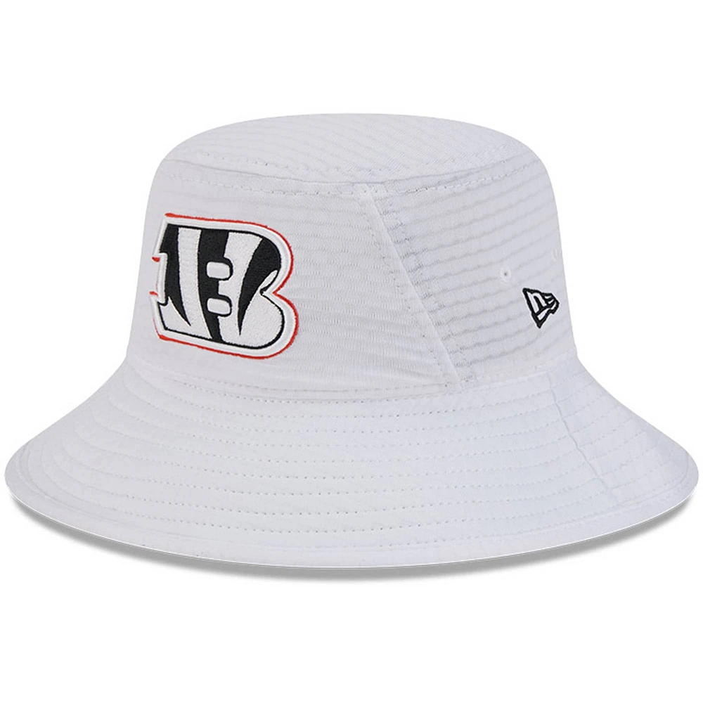 Youth New Era White Cincinnati Bengals 2024 NFL Training Camp Bucket Hat