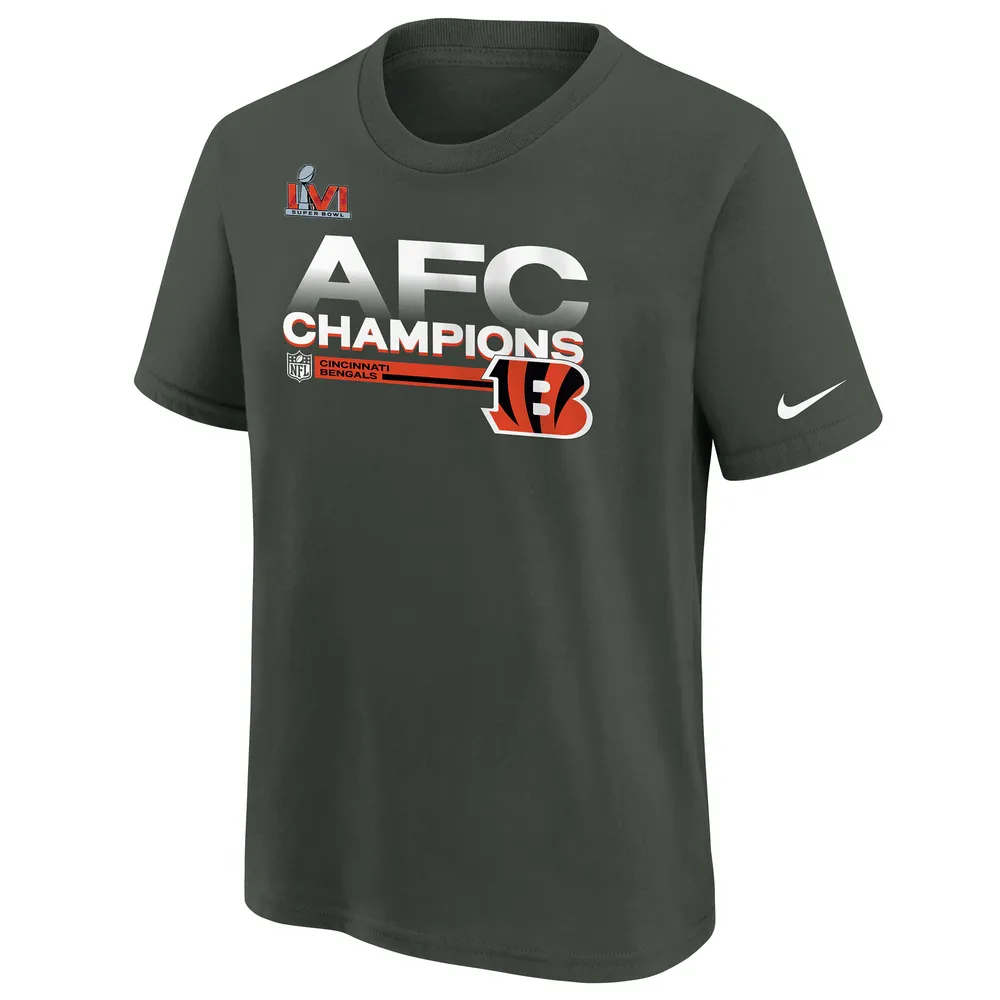 Youth Nike Anthracite Cincinnati Bengals 2021 AFC Champions Locker Room Trophy Collection T-Shirt