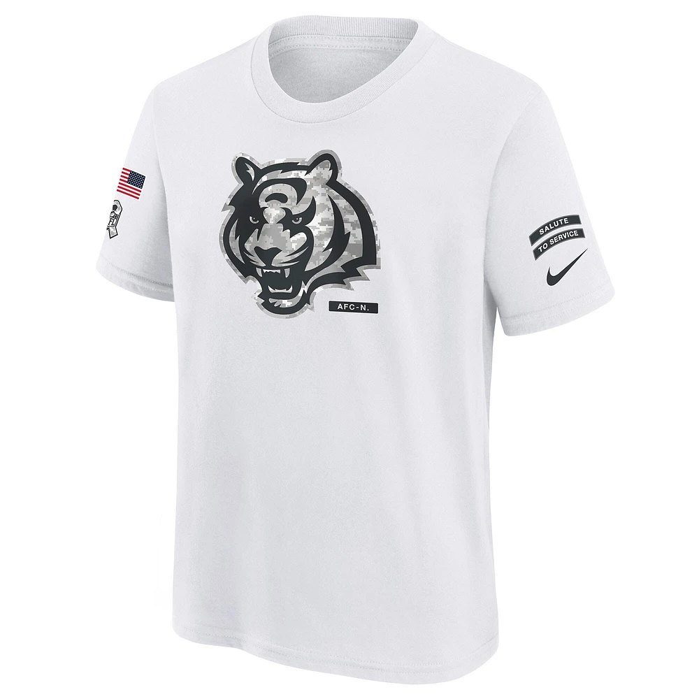 T-shirt Nike blanc pour jeunes Cincinnati Bengals 2024 Salute To Service