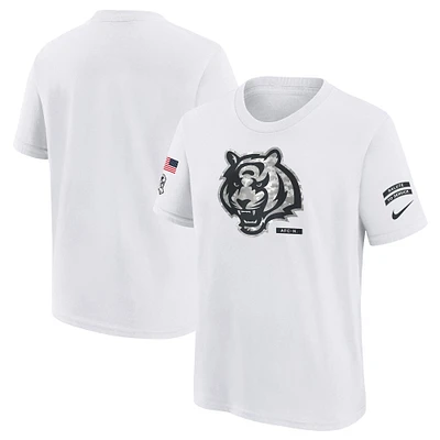 T-shirt Nike blanc pour jeunes Cincinnati Bengals 2024 Salute To Service