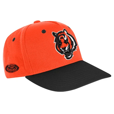 Casquette réglable structurée précourbée Pro-Sport des Bengals de Cincinnati pour jeunes, orange/noir