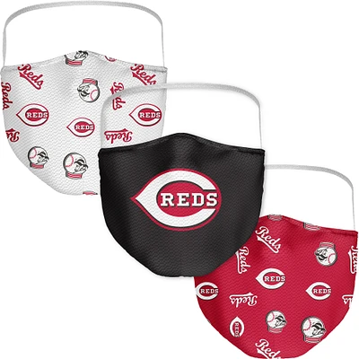 Adulte Fanatics Cincinnati Reds Couvre-visage avec logo intégral, paquet de 3