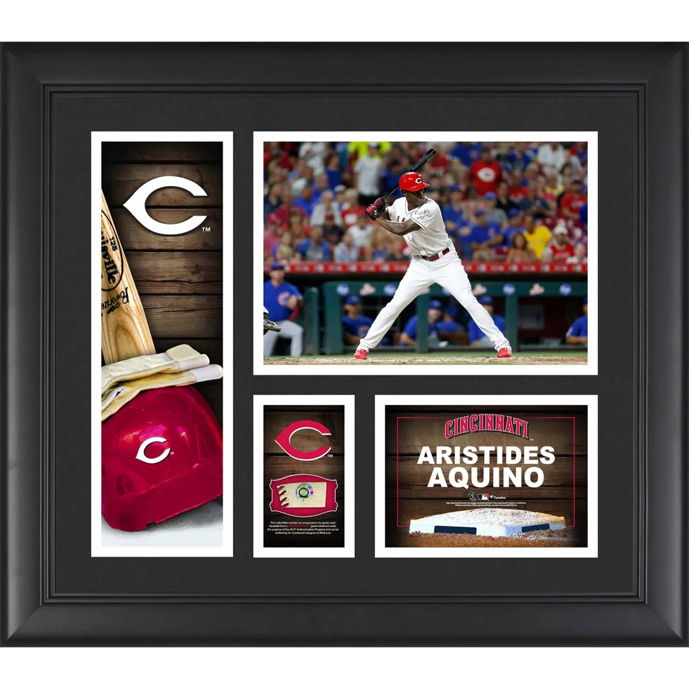 Lids Aristides Aquino Cincinnati Reds Fanatics Authentic Framed 15 x 17  Player Collage with a Piece of Game-Used Ball