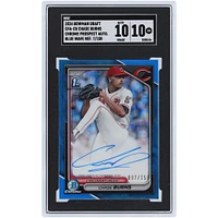 Chase Burns Cincinnati Reds Autographié 2024 Bowman Draft Chrome Prospect Autograph Blue Wave Refractor #CPA-CB #7/150 SGC Authentifié 10/10 Carte