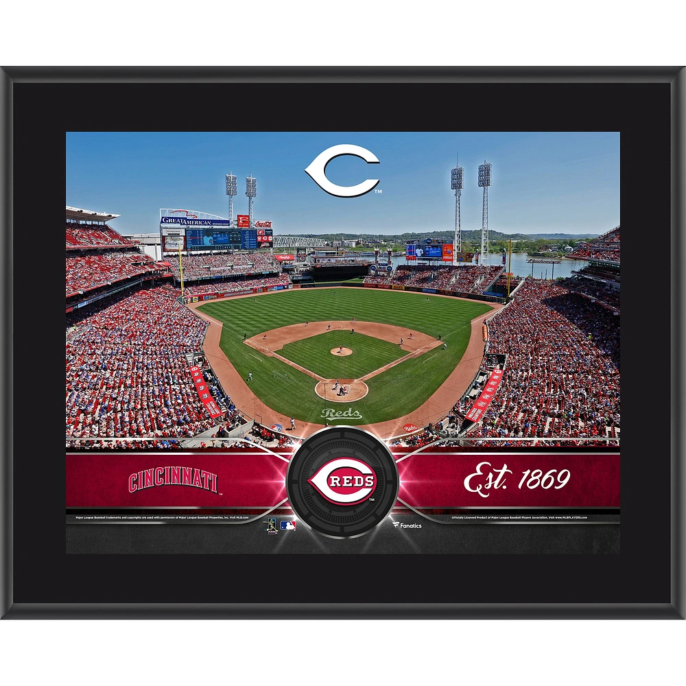 Plaque d'équipe sublimée des Reds de Cincinnati 10,5" x 13"