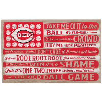 Cincinnati Reds 15" x 23.5" Flag Ball Game Stretched Canvas Wall Art