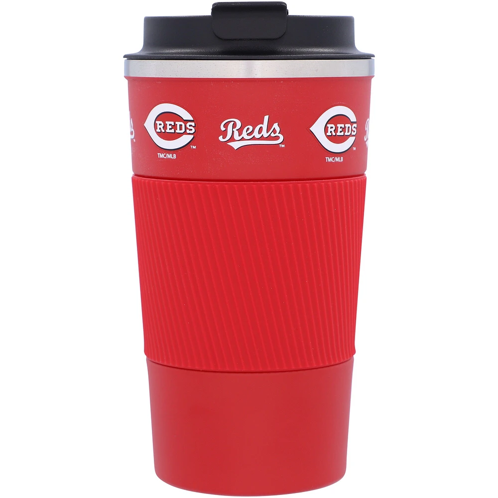 Cincinnati Reds 18oz Coffee Tumbler with Silicone Grip