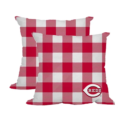 Cincinnati Reds Ensemble de 2 coussins d'extérieur à carreaux Buffalo Check