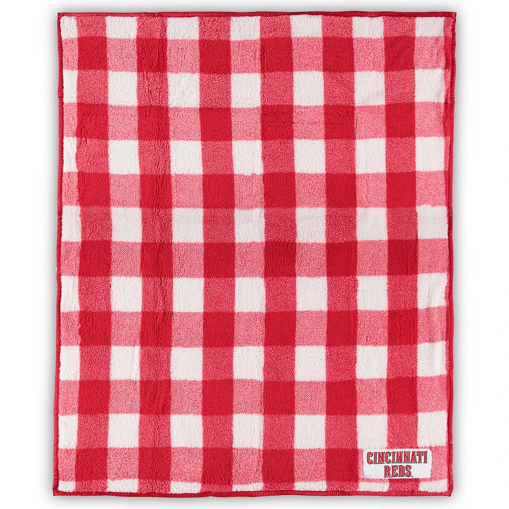 Cincinnati Reds 50'' x 60'' Buffalo Check Frosty Fleece Blanket