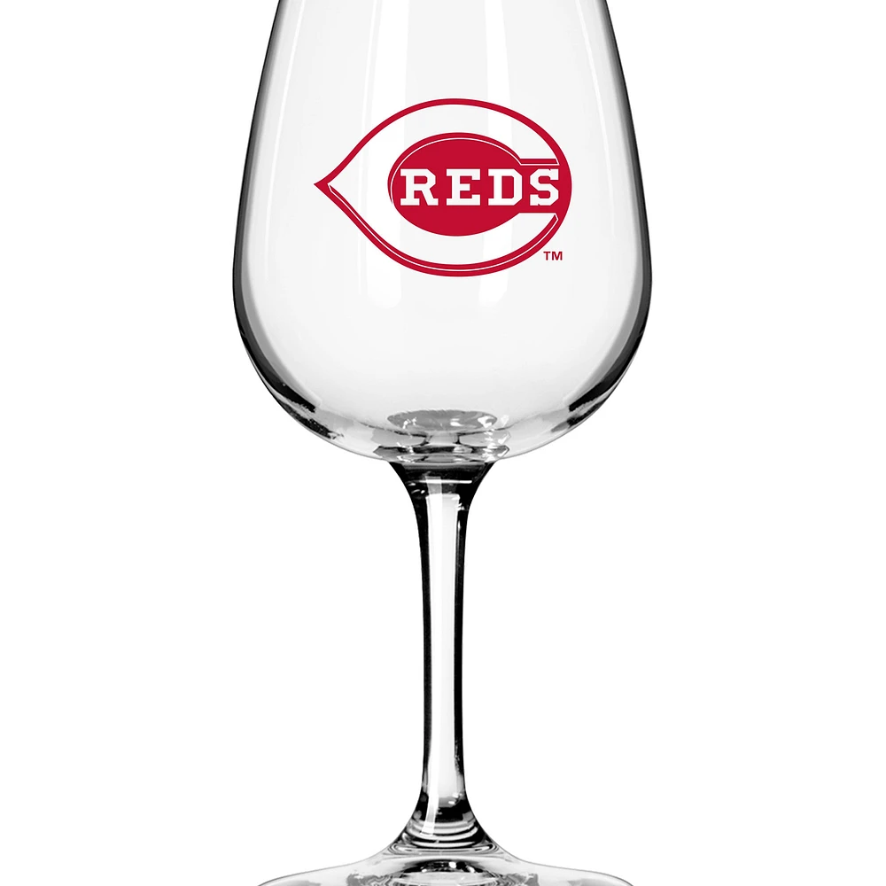 Verre à vin à pied avec logo des Reds de Cincinnati, 12 oz