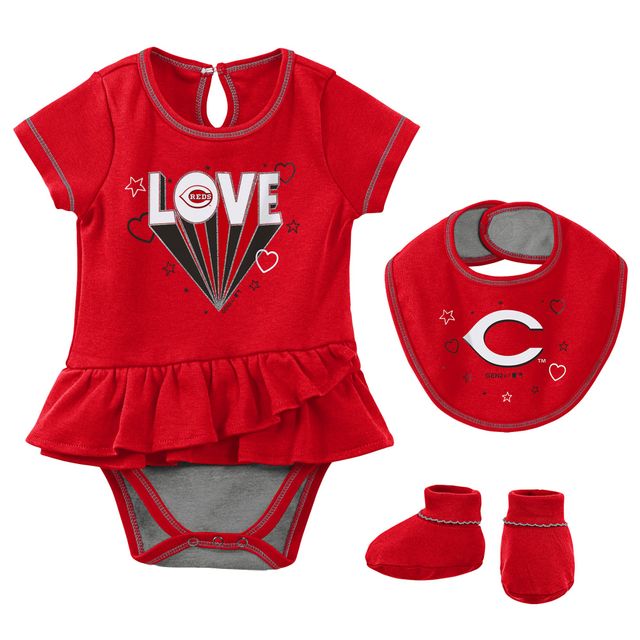 Ensemble bavoir et chaussons pour filles nouveau-nés nourrissons rouges de Cincinnati Reds Play Your Best