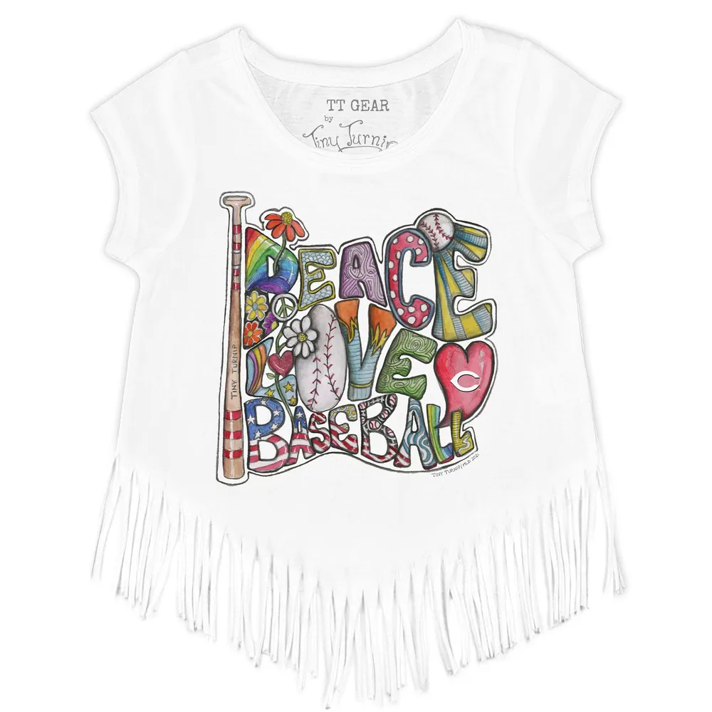 Girls Toddler Tiny Turnip White Boston Red Sox Girl Teddy Fringe T-Shirt Size: 2T