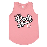 Girls Youth Soft as a Grape Pink Cincinnati Reds Tank Top