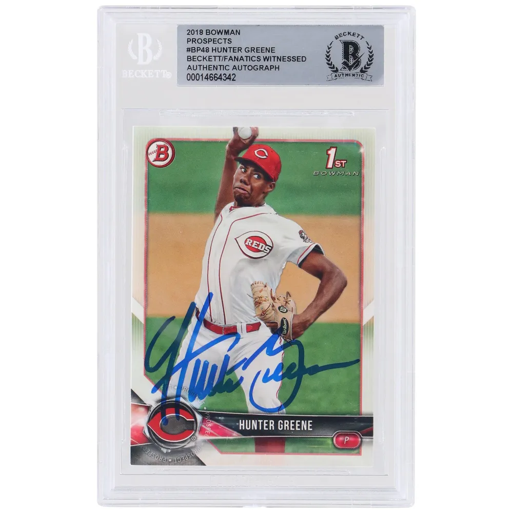 Lids Hunter Greene Cincinnati Reds Autographed 2018 Bowman Prospects 1st  Bowman #BP48 Beckett Fanatics Witnessed Authenticated Card