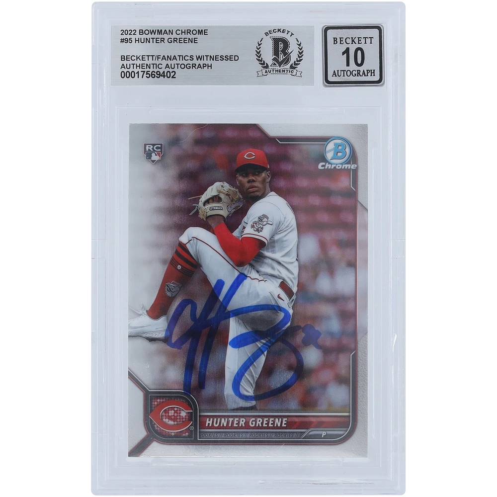 V106832 REDS Hunter Greene Cincinnati Reds Autographié 2022 Bowman Chrome #95 Beckett Fanatics Witnessed Authenticated 10 Rookie Card Hunter Greene AUT BWM TRADING CARDS 45666 AUTTRC CA01B00109 #1