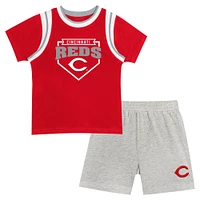 Infant Fanatics Red/Gray Cincinnati Reds Bases Loaded T-Shirt & Shorts Set