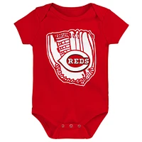 Infant Heather Gray/Red/White Cincinnati Reds Minor League Player Three-Pack Bodysuit Set