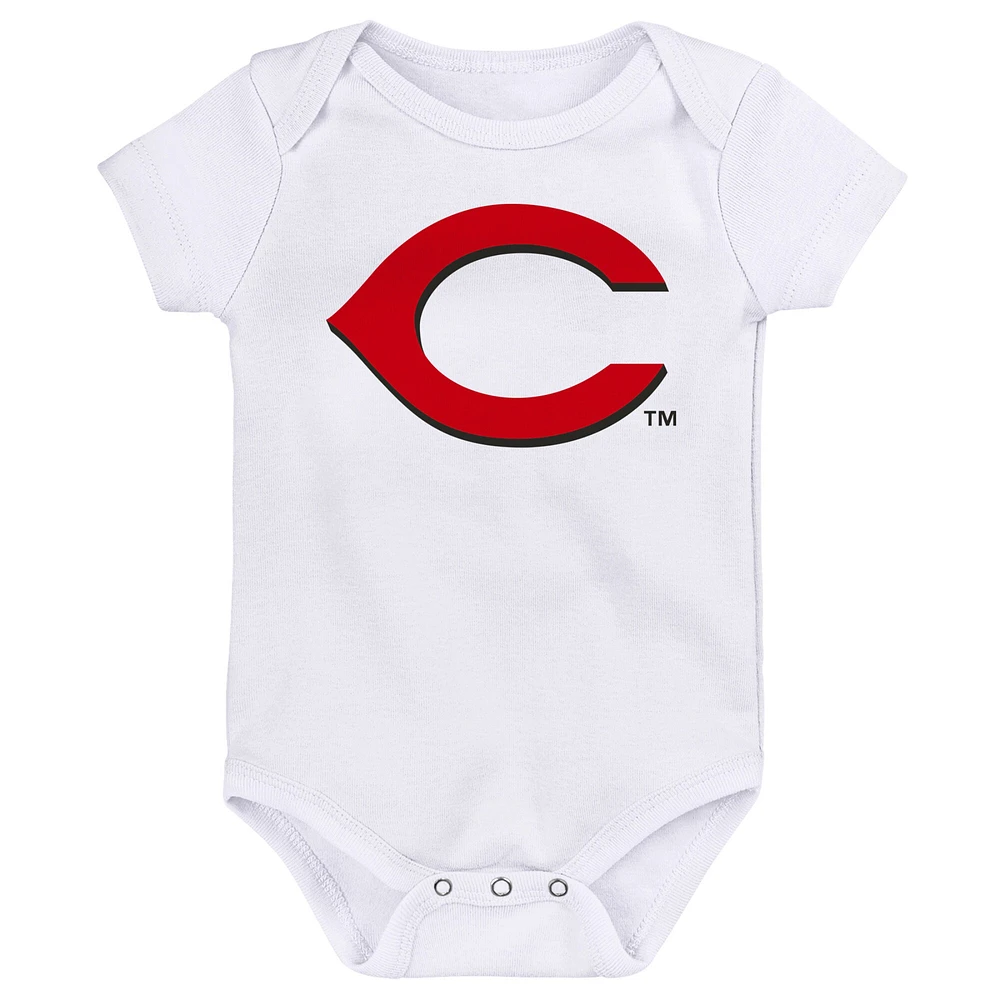 Infant Heather Gray/Red/White Cincinnati Reds Minor League Player Three-Pack Bodysuit Set