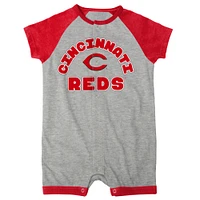 Barboteuse à boutons-pression raglan Extra Base Hit Cincinnati Reds gris chiné pour bébé