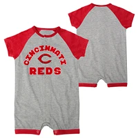 Barboteuse à boutons-pression raglan Extra Base Hit Cincinnati Reds gris chiné pour bébé