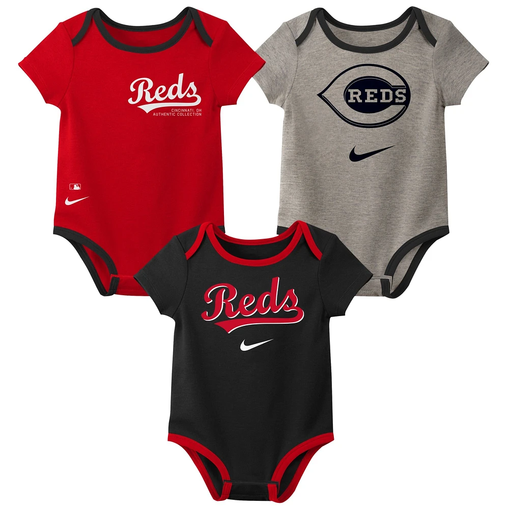 Infant Nike Cincinnati Reds Authentic Collection Three-Pack Bodysuit Set