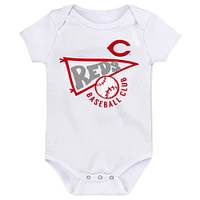 Lot de 3 bodys rouge/blanc/gris chiné Cincinnati Reds Biggest Little Fan pour bébé