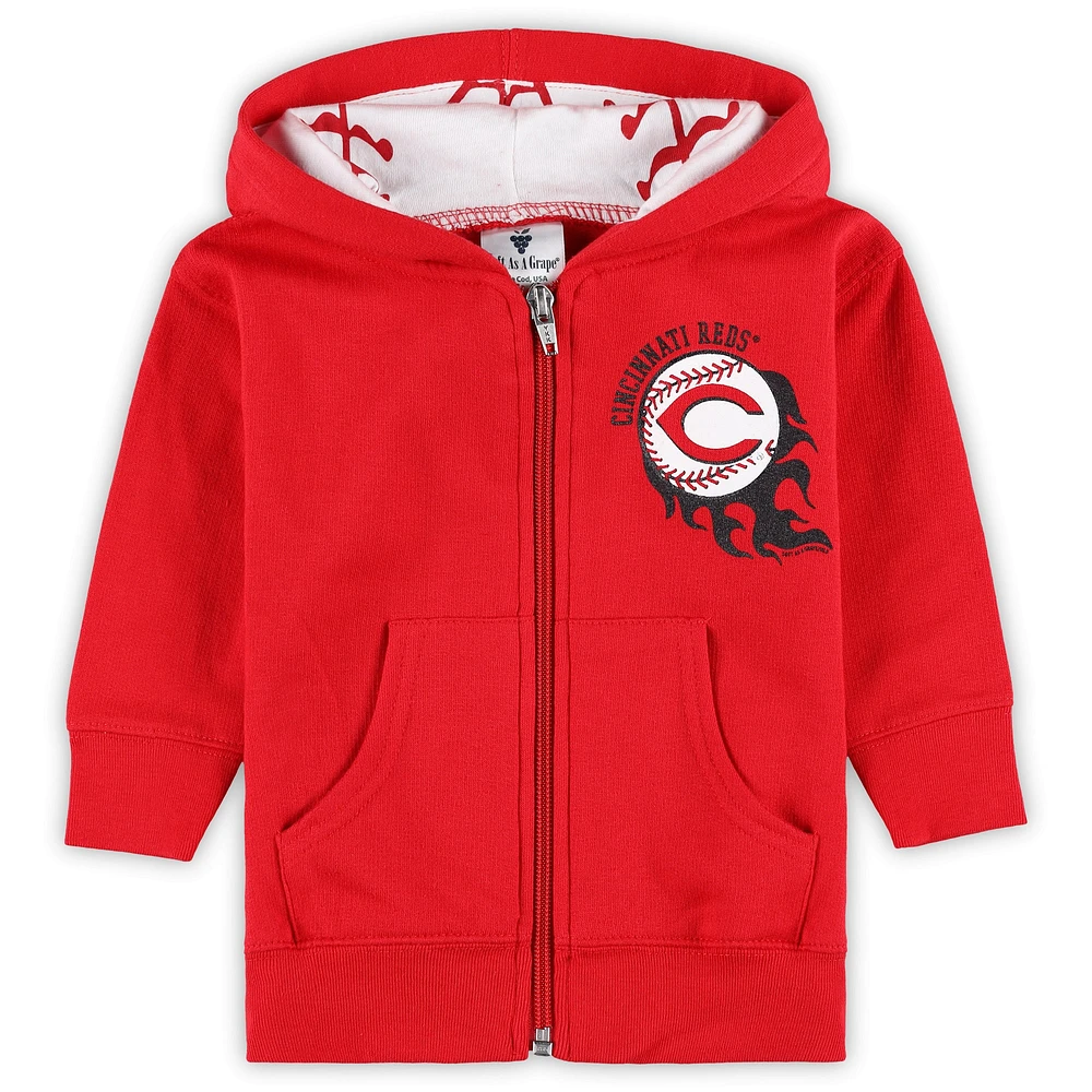 Infant Soft as a Grape Red Cincinnati Reds Baseball Full-Zip Hoodie