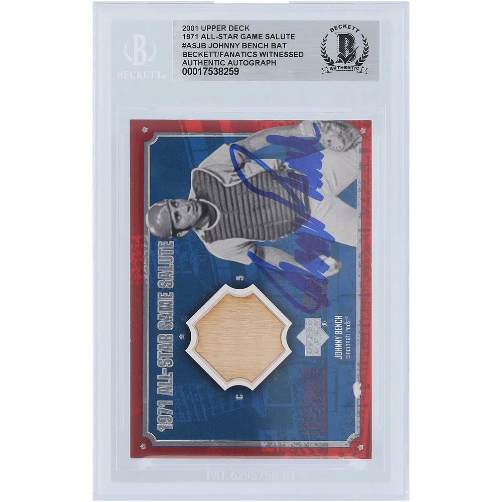 Johnny Bench Cincinnati Reds Autographed 2001 Upper Deck '71 All-Star Game Salute Bat Relic #ASJB Beckett Fanatics Witnessed Authenticated Card