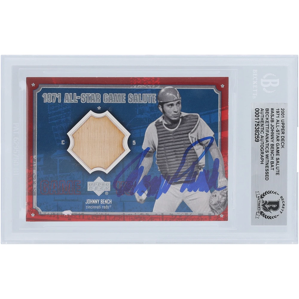 Johnny Bench Cincinnati Reds Autographed 2001 Upper Deck '71 All-Star Game Salute Bat Relic #ASJB Beckett Fanatics Witnessed Authenticated Card