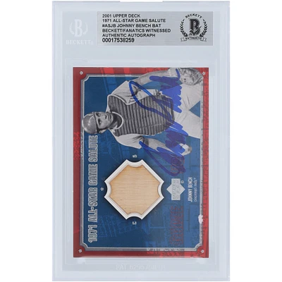 Johnny Bench Cincinnati Reds Autographed 2001 Upper Deck '71 All-Star Game Salute Bat Relic #ASJB Beckett Fanatics Witnessed Authenticated Card