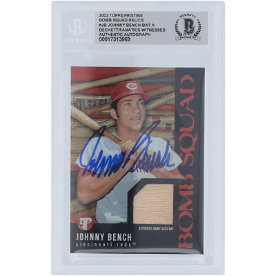 Johnny Bench Cincinnati Reds Autographed 2003 Topps Pristine Bomb Squad Bat Relic #PBS-JB Beckett Fanatics Witnessed Authenticated Card 