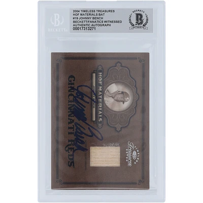 Johnny Bench Cincinnati Reds Autographed 2004 Donruss Timeless Treasures HOF Materials Bat Relic #HOF-19 #/25 Beckett Fanatics Witnessed Authenticated Card 
