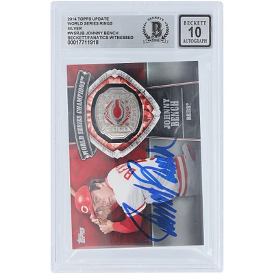 Johnny Bench Cincinnati Reds Autographié 2014 Topps Mise à jour World Series Rings Silver Relic #WSR-JB Beckett Fanatics Witnessed Authenticated 10 Card