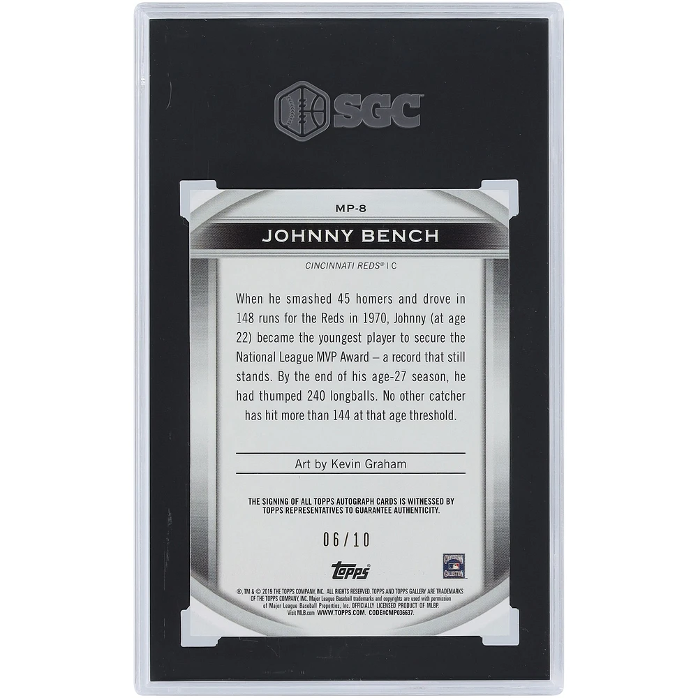 Johnny Bench Cincinnati Reds Autographed 2019 Topps Gallery Masterpiece #MP-8 #6/10 SGC Authenticated 10/10 Card