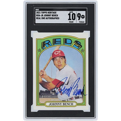 Johnny Bench Cincinnati Reds Autographed 2021 Topps Heritage Real One #ROA-JB SGC Authenticated 9/10 Card