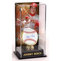 Johnny Bench Cincinnati Reds Autographed Baseball and Hall of Fame Sublimated Display Case