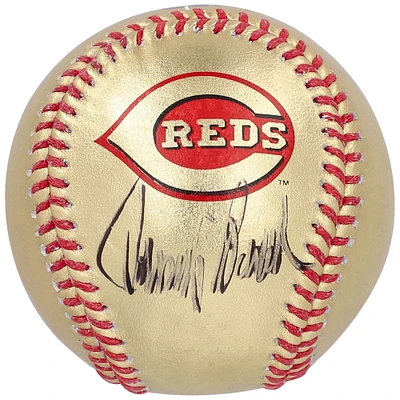 Casquette de baseball en cuir doré autographiée par Johnny Bench des Reds de Cincinnati
