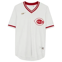 Maillot réplique blanc dédicacé des Reds de Cincinnati de la collection Nike Cooperstown de Johnny Bench avec inscription « HOF 89 »