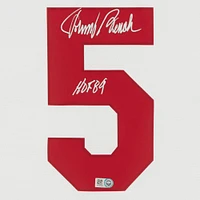 Maillot réplique blanc dédicacé des Reds de Cincinnati de la collection Nike Cooperstown de Johnny Bench avec inscription « HOF 89 »