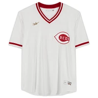 Maillot réplique autographié par Johnny Bench des Cincinnati Reds de la collection Nike Cooperstown blanche