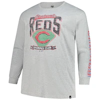 T-shirt à manches longues Franklin gris vieilli pour homme, modèle Big & Tall, des Reds de Cincinnati, '47