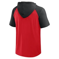 Men's Fanatics  Red Cincinnati Reds Prime Raglan Short Sleeve Hoodie T-Shirt