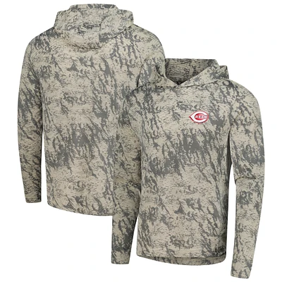 Men's Levelwear  Tan Cincinnati Reds Insignia Lightweight Long Sleeve Hooded T-Shirt