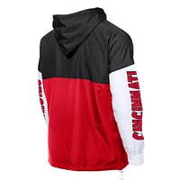 Men's New Era  Red/Black Cincinnati Reds Color Block Full-Zip Hoodie Windbreaker