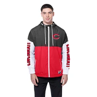 Men's New Era  Red/Black Cincinnati Reds Color Block Full-Zip Hoodie Windbreaker