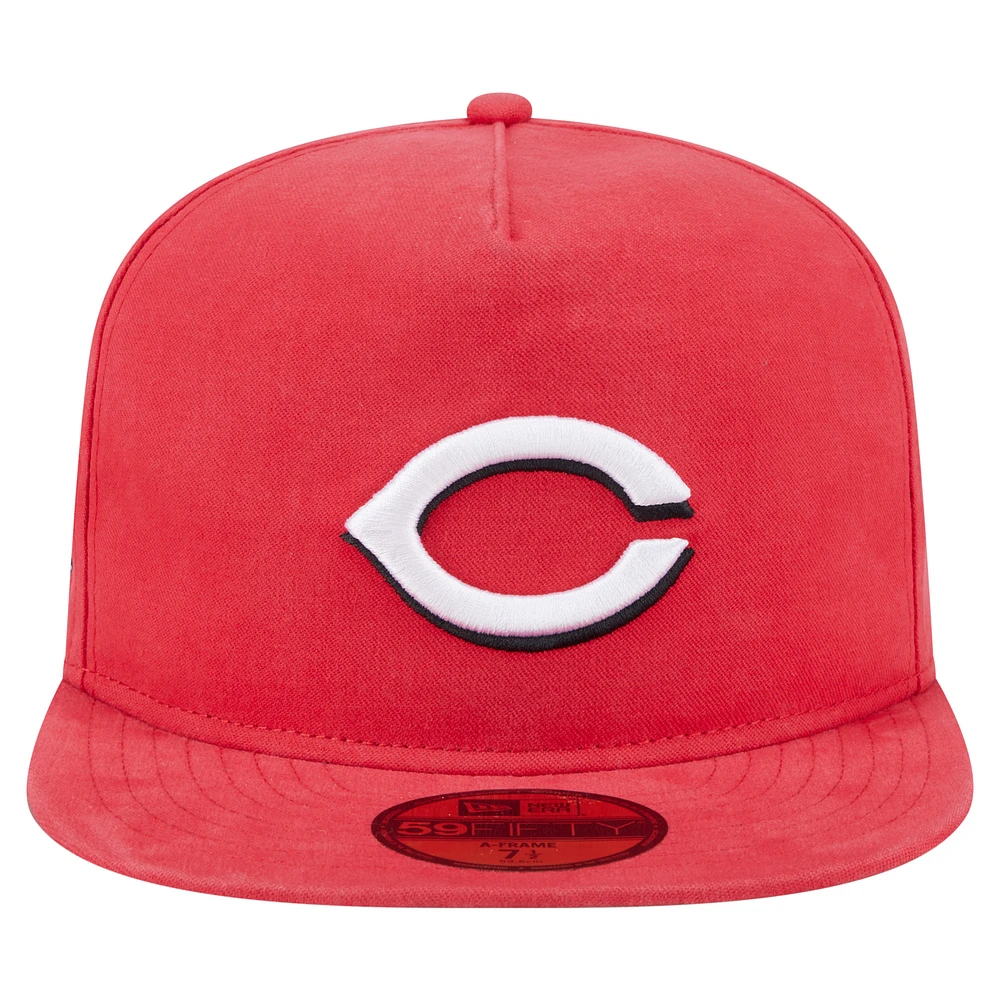 Men's New Era  Red Cincinnati Reds Championship Side Flag A-Frame 59FIFTY Fitted Hat