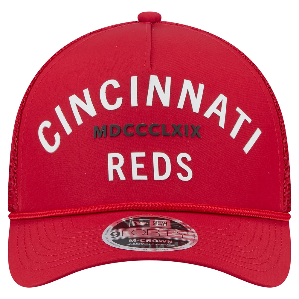 Men's New Era  Red Cincinnati Reds Minimalist 9FORTY A-Frame Adjustable Hat