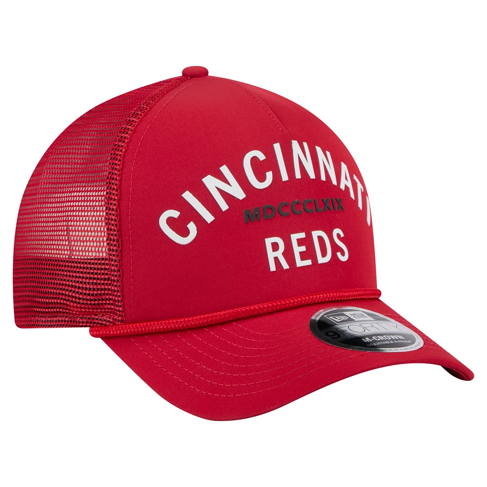 Men's New Era  Red Cincinnati Reds Minimalist 9FORTY A-Frame Adjustable Hat